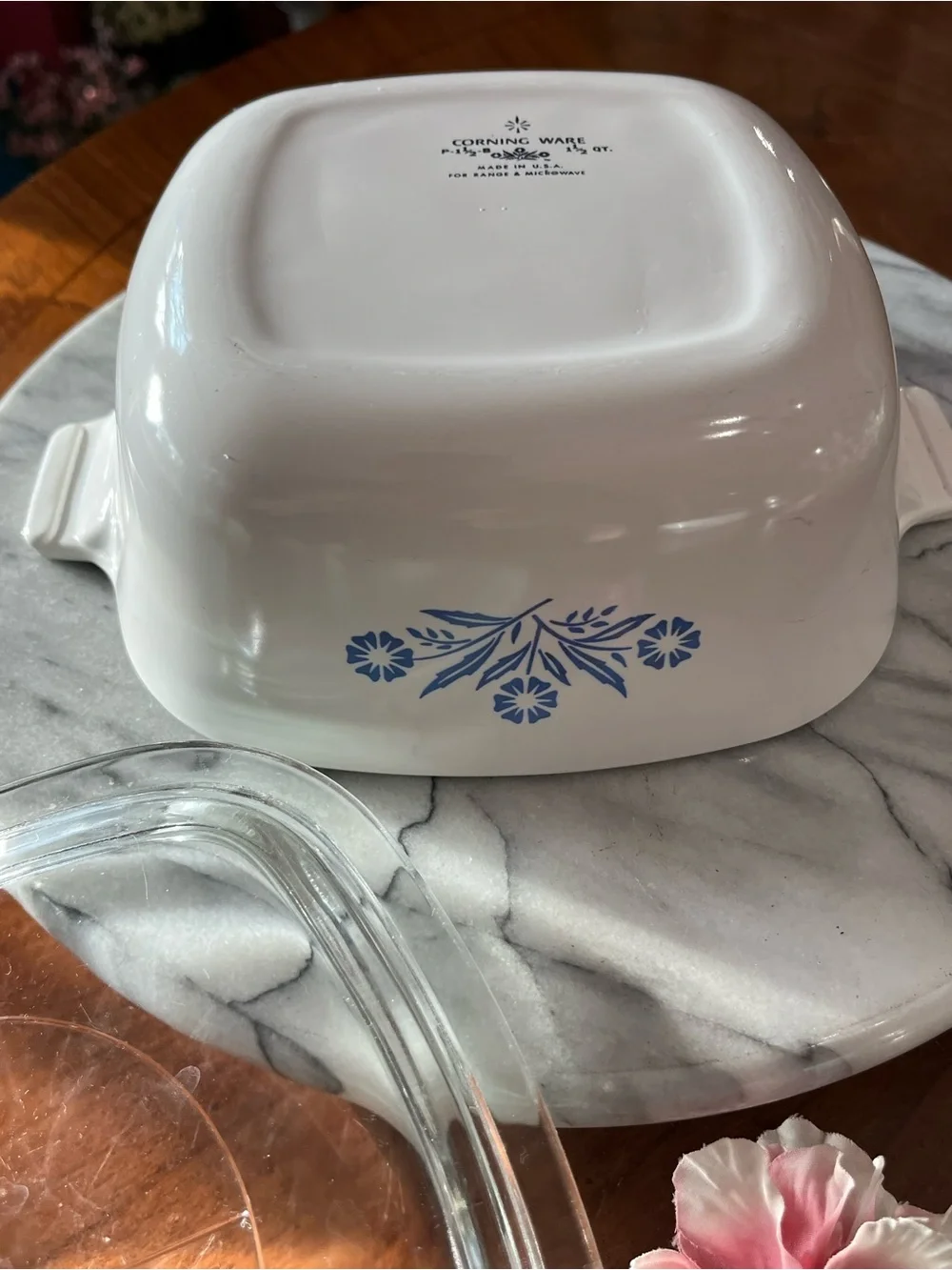 VTG CorningWare Blue Cornflower 1.5 Qt Casserole Dish P-1 1/2-B w/ P-7-C Lid